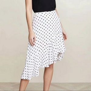 Club Monaco polka dot asymmetric flouncy skirt size 0
